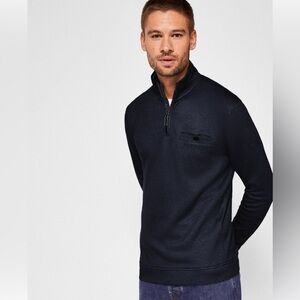 TED BAKER LONDON Men's Curbing Slim Fit Dark Charcoal Quarter-Zip Sweater Size 3